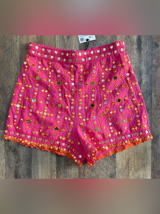 Zara Pants - Zara Fuchsia Embellished High-Waist Shorts with Orange Accents